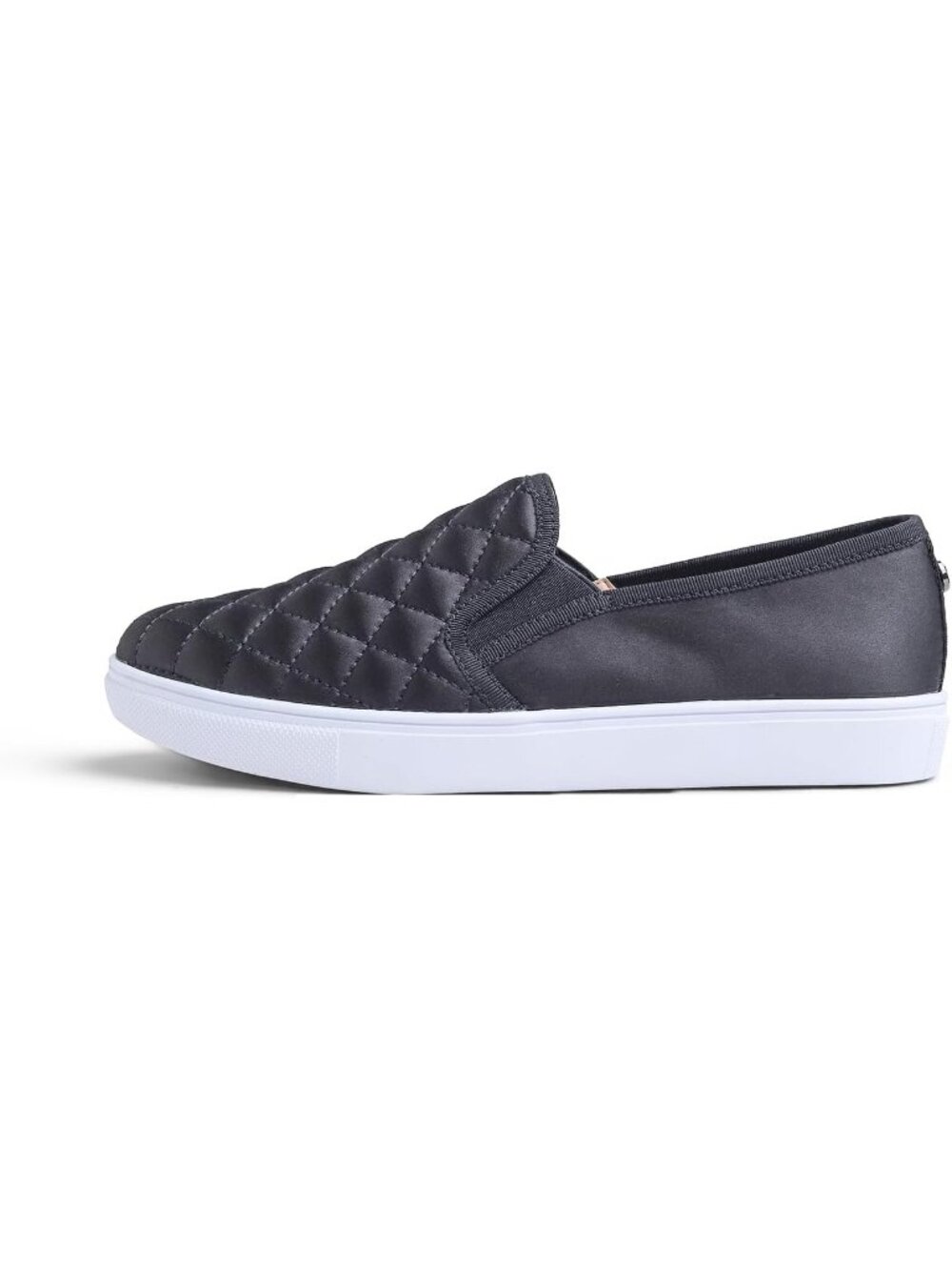 Women's Black Quilted Satin Silky Casual Slip On Comfort Loafer Flats Shoes - Picture 5 of 5